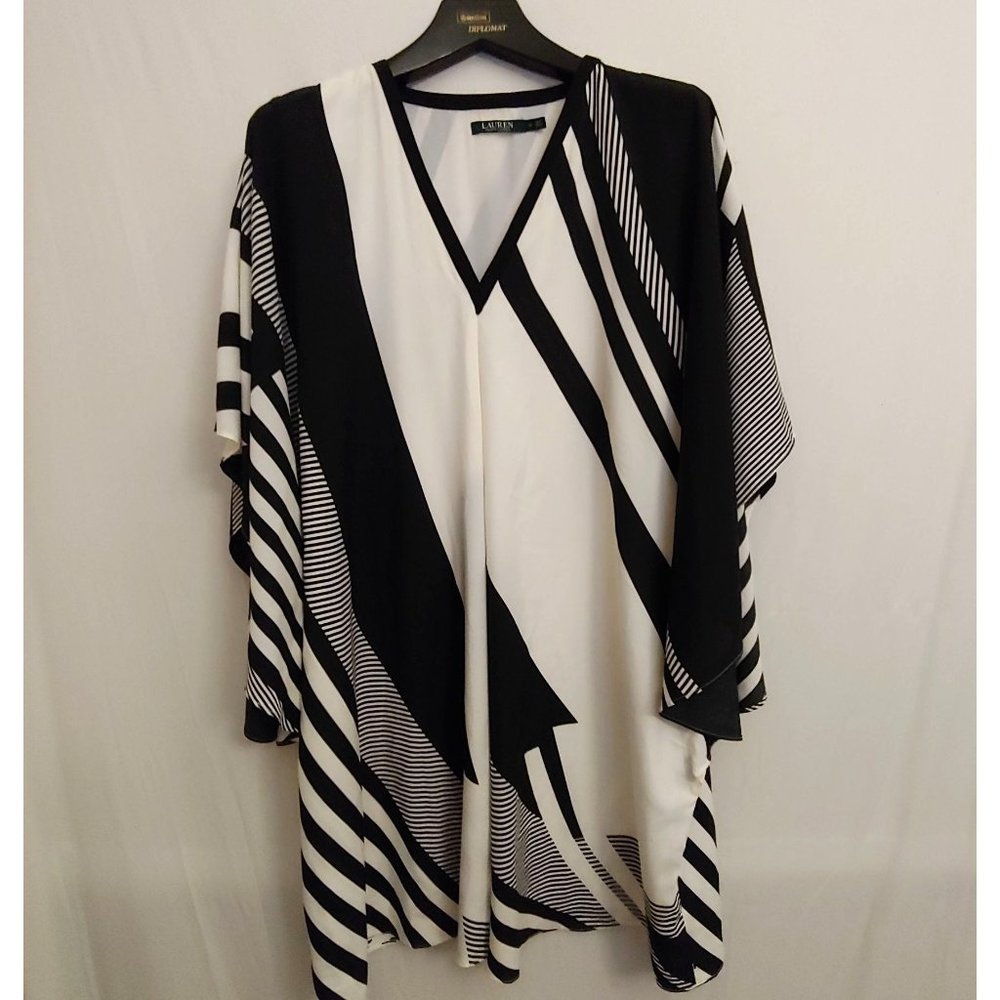 Lauren Ralph Lauren Black/White striped dress size 16